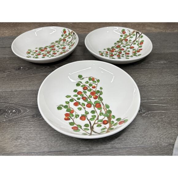 Ceramisia Italy stoneware Serving Bowl Apple tree 10” Pasta Bowl ~set Of 3 - Picture 2 of 12